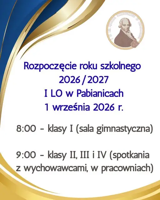 I LO w Pabianicach: Harmonogram rozpoczęcia roku szkolnego 2026/2027