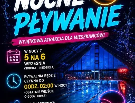 Nocne pływanie na basenie w Pabianicach – atrakcja 48. Dni Pabianic