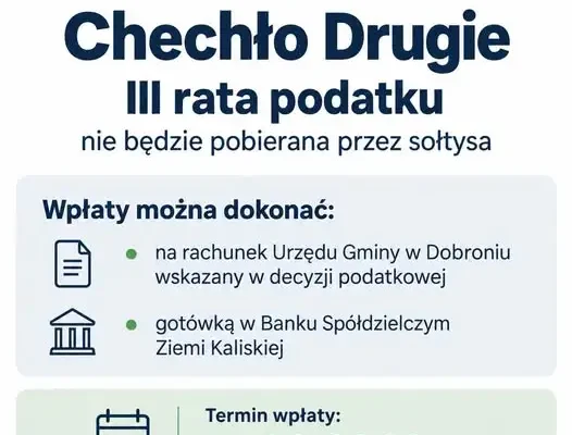 Zmiana sposobu płatności III raty podatku w Chechle Drugim