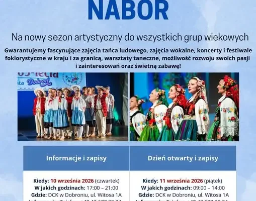 Dzień otwarty w Zespole Pieśni i Tańca „Dobroń” – ostatnia szansa na zapisy