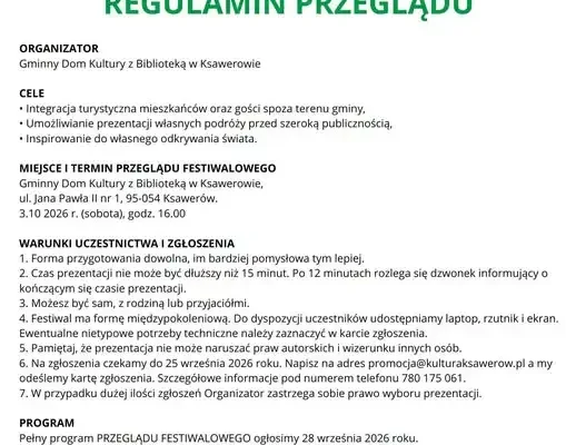 Przegląd Podróżny w Ksawerowie – podziel się swoją podróżą na Festiwalu Przystanek Podróżny