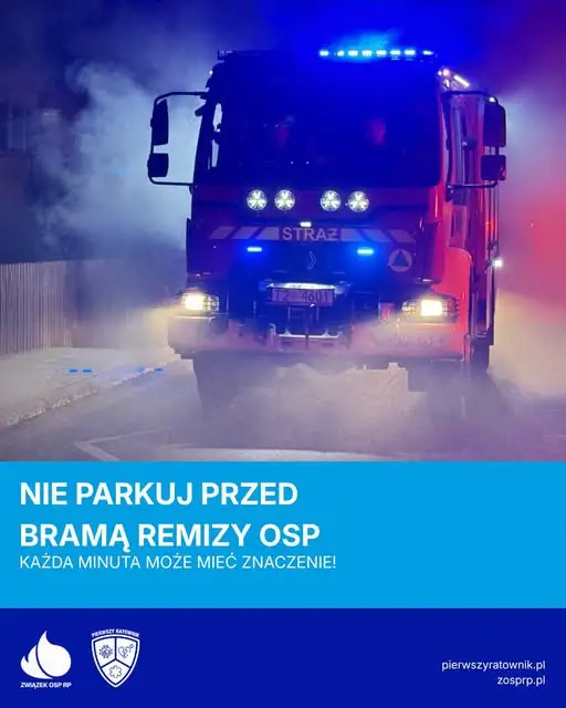 Apel strażaków z OSP Lutomiersk: nie zastawiaj bramy remizy – to może kosztować życie