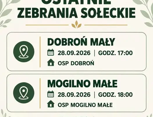 Dobroń: Ostatnie w tej kadencji zebrania sołeckie już 28 września