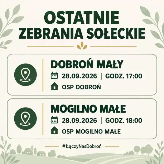 Dobroń: Ostatnie w tej kadencji zebrania sołeckie już 28 września
