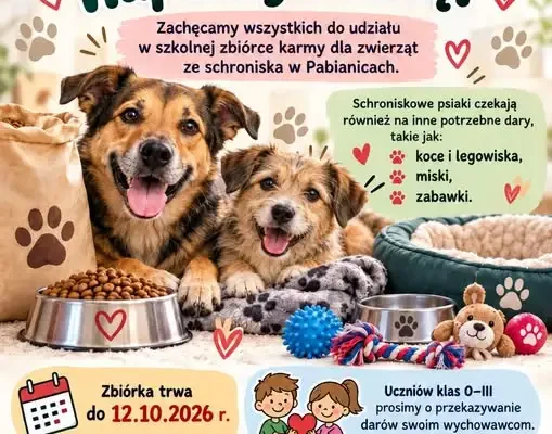 Szkoła w Lutomiersku zbiera karmę i dary dla schroniska w Pabianicach