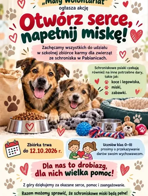 Szkoła w Lutomiersku zbiera karmę i dary dla schroniska w Pabianicach