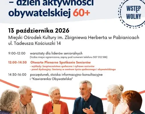 Pabianice: Dzień Aktywności Obywatelskiej 60+ już 13 października