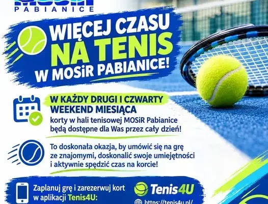 MOSiR Pabianice wydłuża godziny otwarcia kortów tenisowych w weekendy