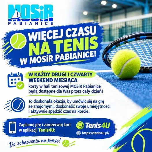 MOSiR Pabianice wydłuża godziny otwarcia kortów tenisowych w weekendy