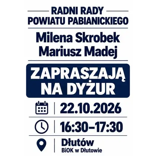 Dyżur radnych powiatu pabianickiego w Dłutowie – 22 października
