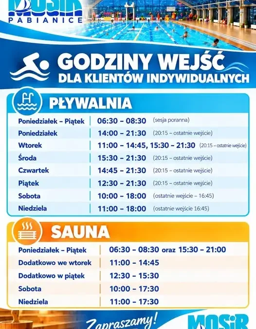 Pływalnia w Pabianicach – sprawdź godziny wejść dla gości indywidualnych