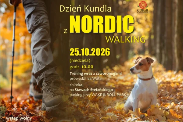 Nordic walking z psami na Stawach Stefańskiego – Dzień Kundelka na sportowo